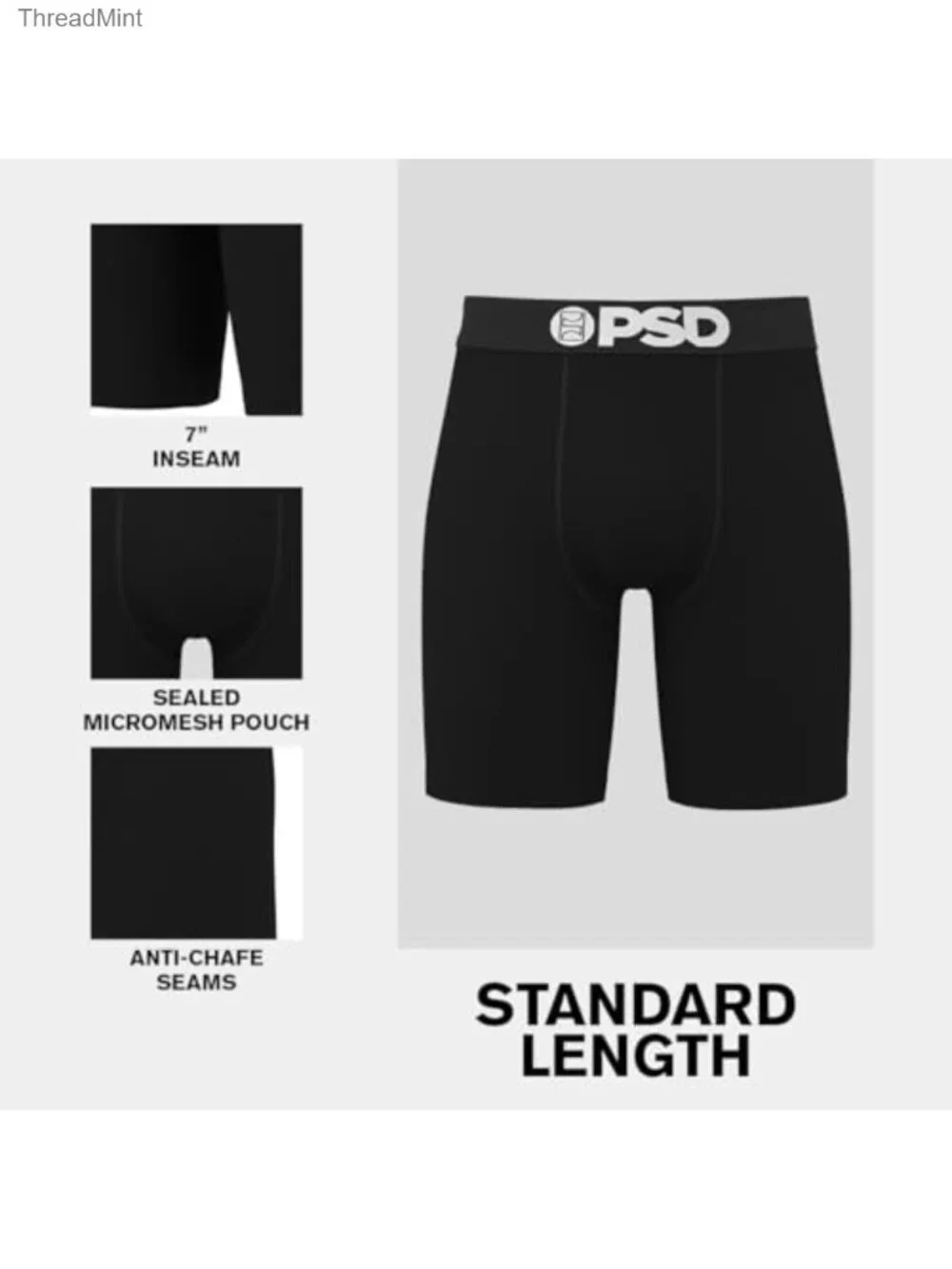 Mens Boxer Briefs 3-Pack Poly Blend 7-Inch Inseam 4-Way Stretch Moisture Wicking